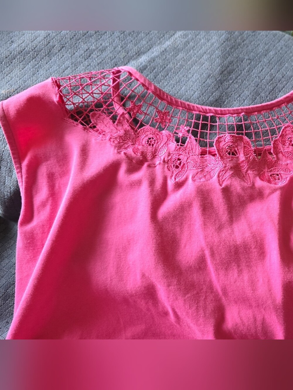 Honey Punch Hot Pink Lace Yoke Chemise Top